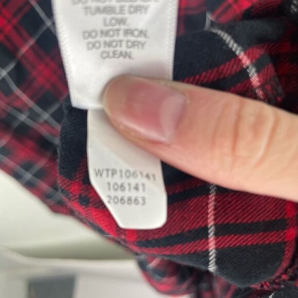 J. Jill Red Black Checkered‎ Long Line Flannel Button Up Shirt Size M - Picture 4 of 8